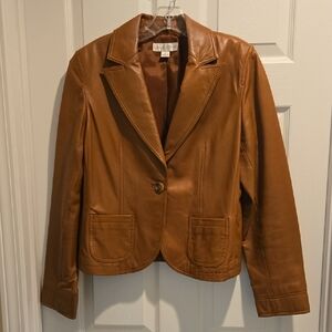 Casual Corner Brown Leather Blazer